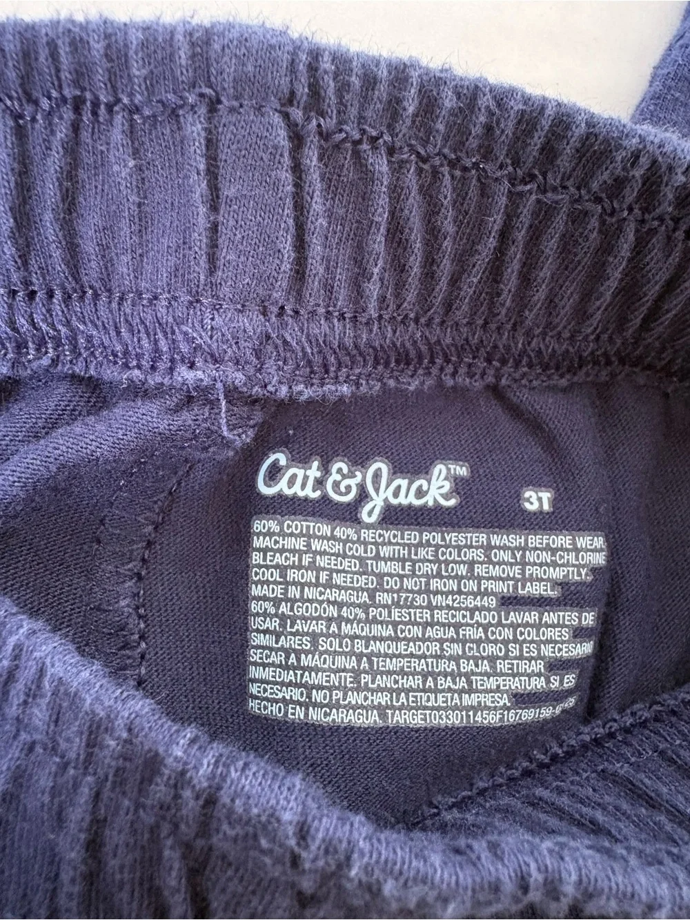 Cat & Jack 2 Navy Blue Joggers Pants 3T Toddler Boy Jersey Pull On Elastic Waist